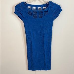 LAST CALL! Bebe Blue Bodycon Mini Dress with Cap Sleeves